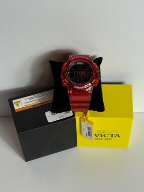 Invicta Racing Burnout Digital Mens Watch Red Transparent 52mm 49045 New in Box